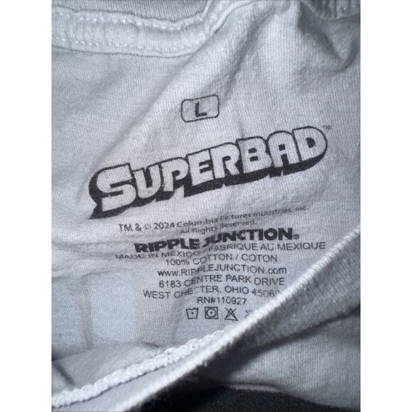 Vintage Superbad McLovin Big Head T-Shirt Gray Large 20x26 Movie Graphic Tee - Picture 3 of 6